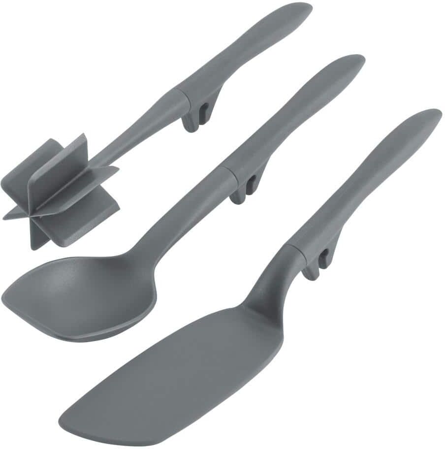 Rachael Ray Tools and Gadgets Lazy Crush & Chop, Flexi Turner, and Scraping Spoon Set, Gray