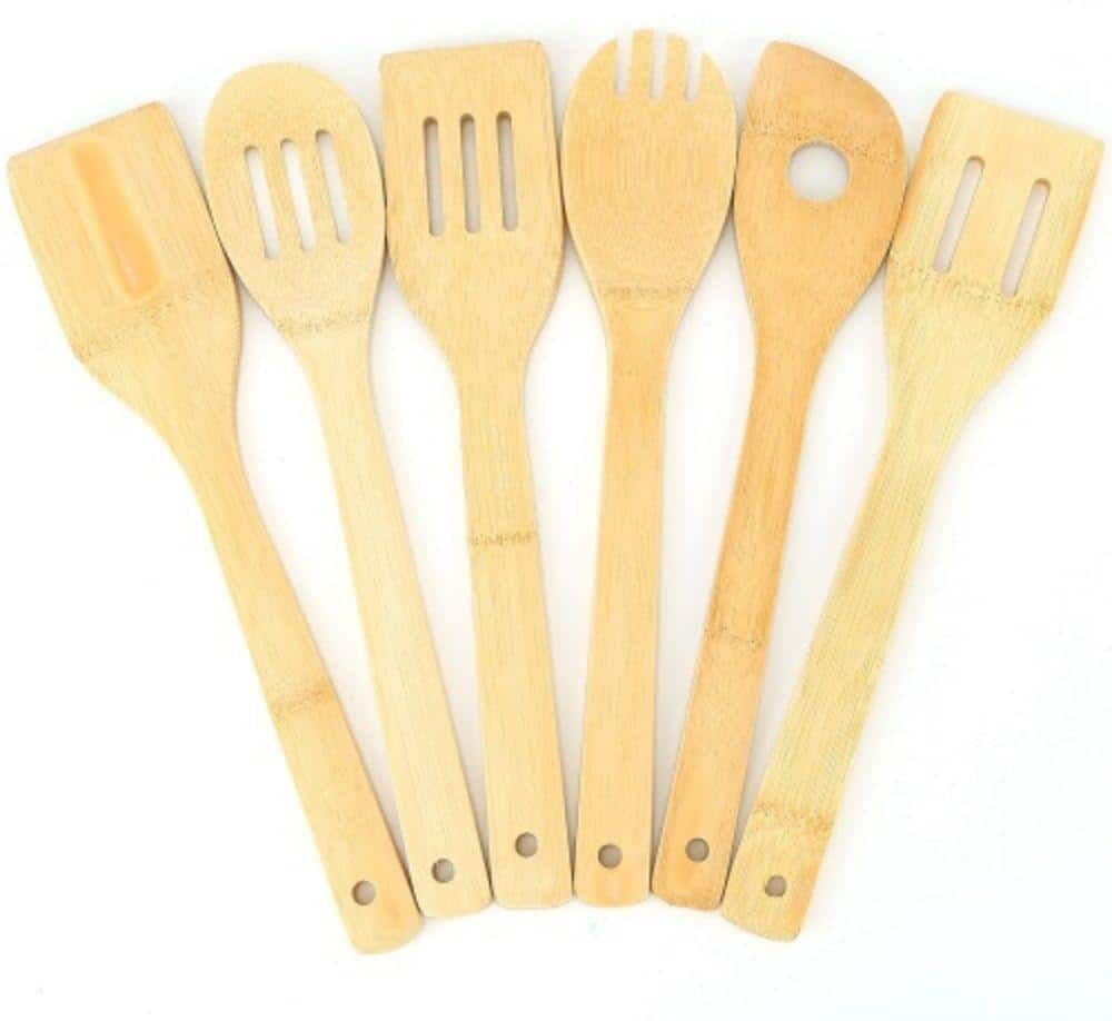 Aoibox 6Pcs Bamboo Wooden Spatula Cooking Utensil