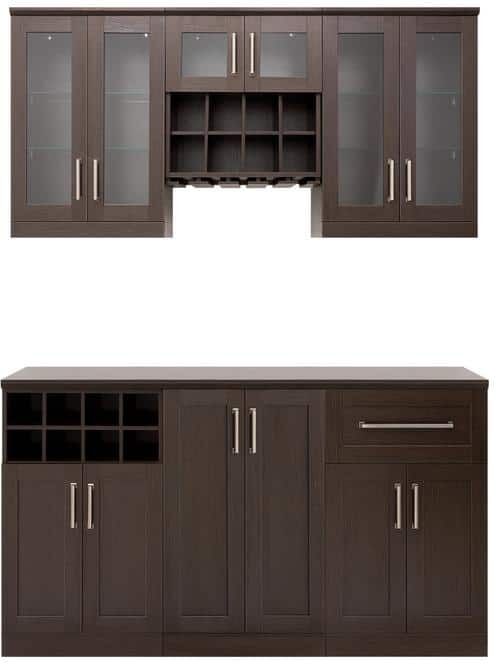 NewAge Products Home Bar 21 in. Espresso Cabinet Set (7-Piece)