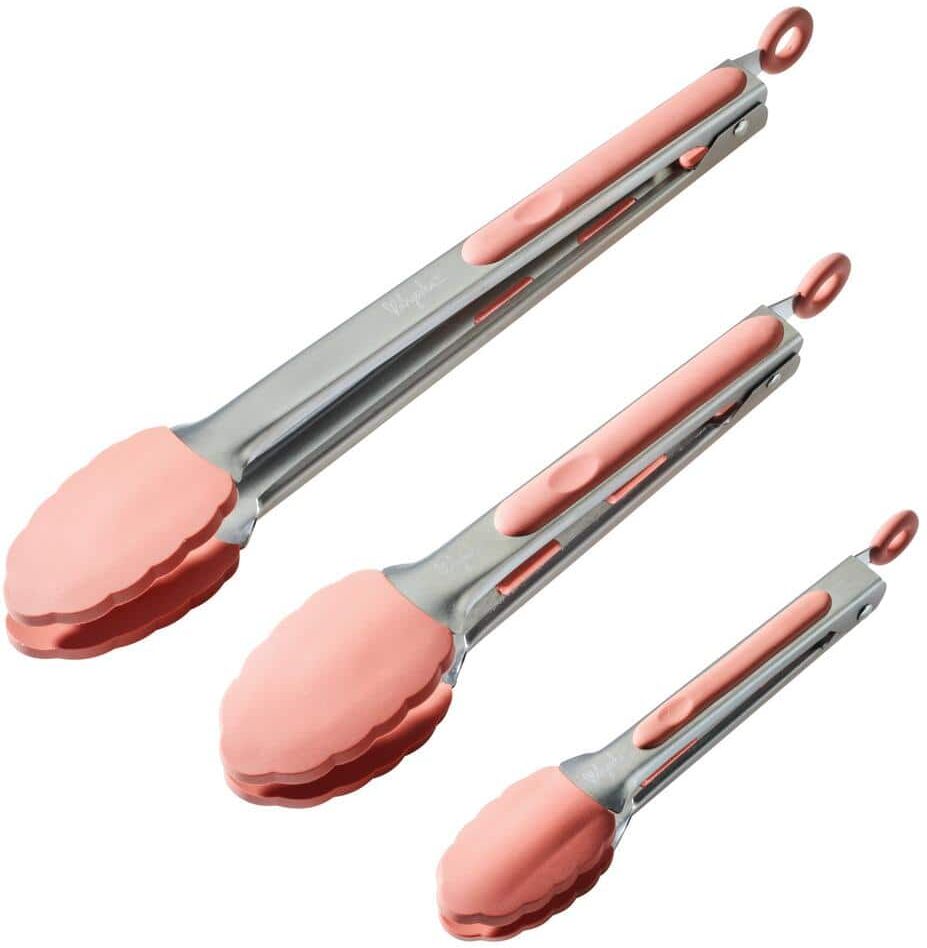 Ayesha Curry Tools and Gadgets Locking Tongs 3-Piece Redwood Red Kitchen Utensil Set