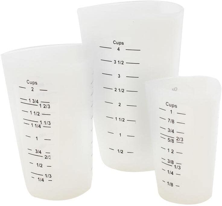 TableCraft 3-Piece Silicone Measuring Cup Set (6-Pack)