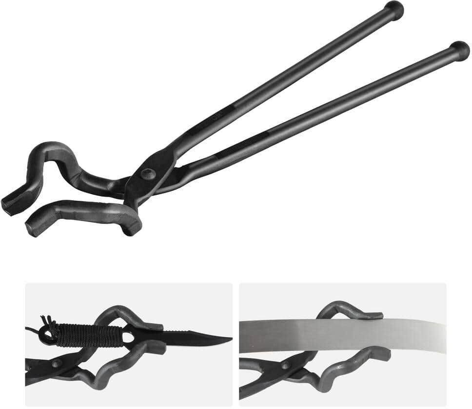 VEVOR Blacksmith Tongs, 18 in. Z V-Bit Tongs, Carbon Steel Forge Tongs with A3 Steel Rivets, for Knife Blades, Long Pieces, Ci