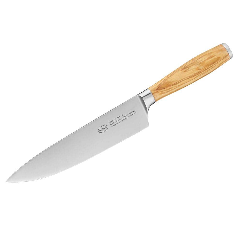 Rosle Artesano 7.87 in. Steel Blade Full Tang 13 in. Chef's Knife 20-Handle olive wood, forged