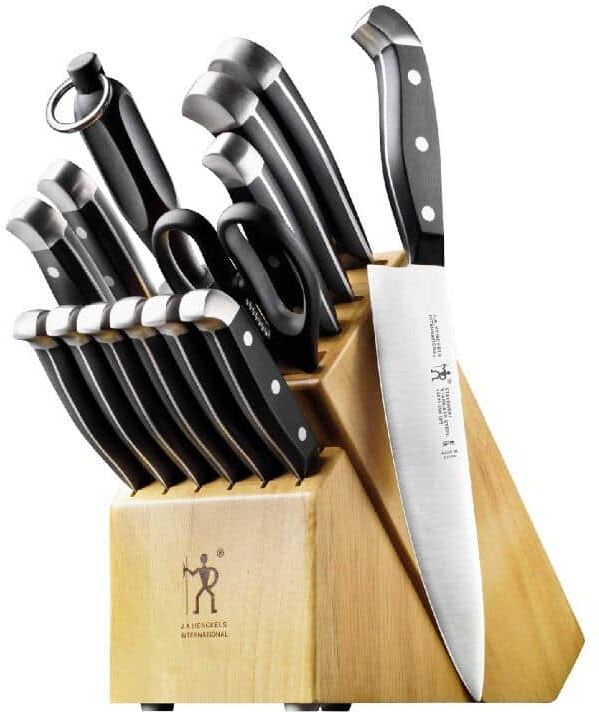 Aoibox 15-Piece Razor Sharp Kitchen Knife Set with Wooden Knife Block, Stainless Steel Blade, Natural