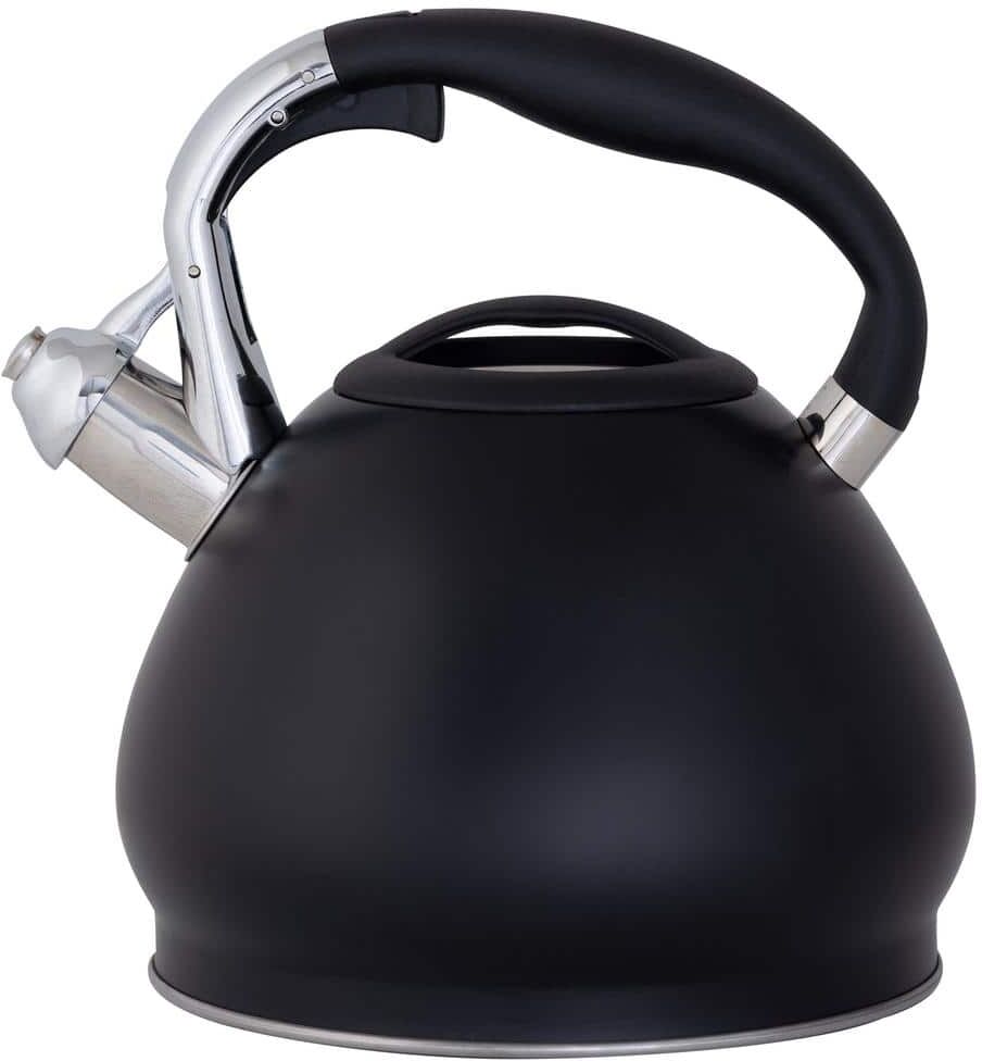 Kitchen Details 14-Cup Black Stainless Steel Tea Kettle