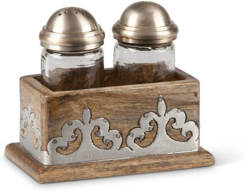 GG COLLECTION Wood and Metal Salt and Pepper