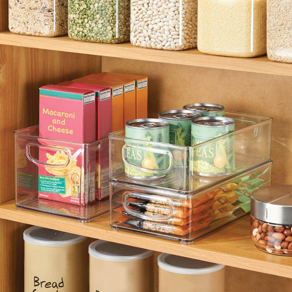 iDesign Clear Plastic Storage Organizer Bin with Handles for Kitchen, Fridge, Pantry, and Cabinet, BPA-Free (Set of 3)