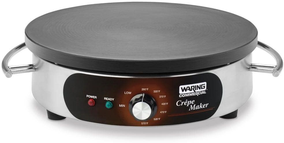 Waring Commercial Silver 16 in. Electric Crepe Maker 208-Volt/240-Volt, 2170-Watt/2880-Watt, Spreader and Spatula Included