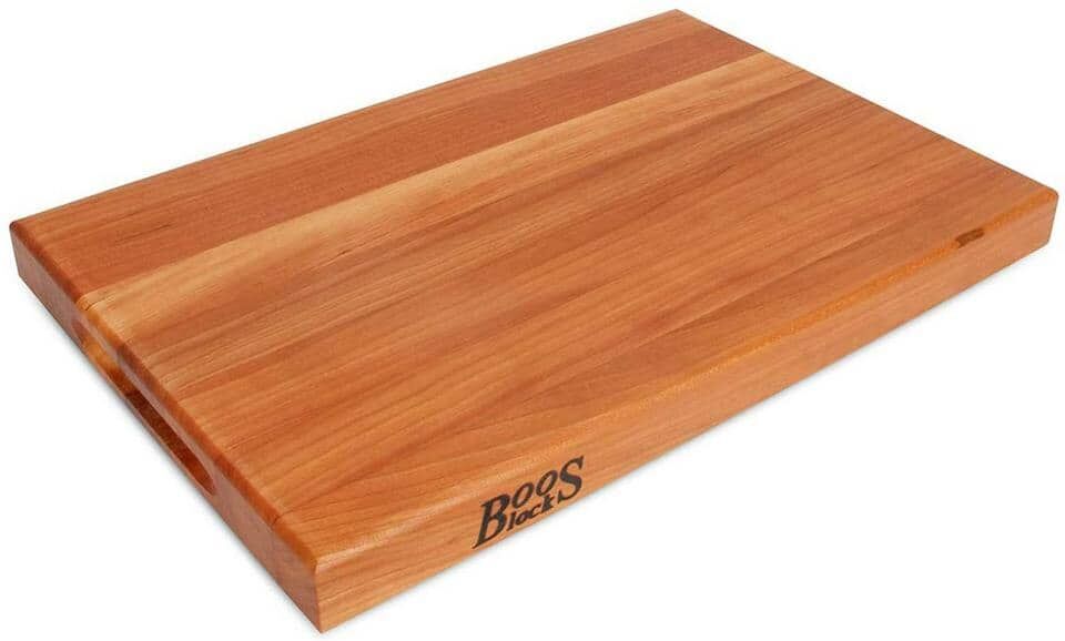 18 in. x 12 in. Rectangle Cherry Wood Reversible Cutting Board Block with Handles