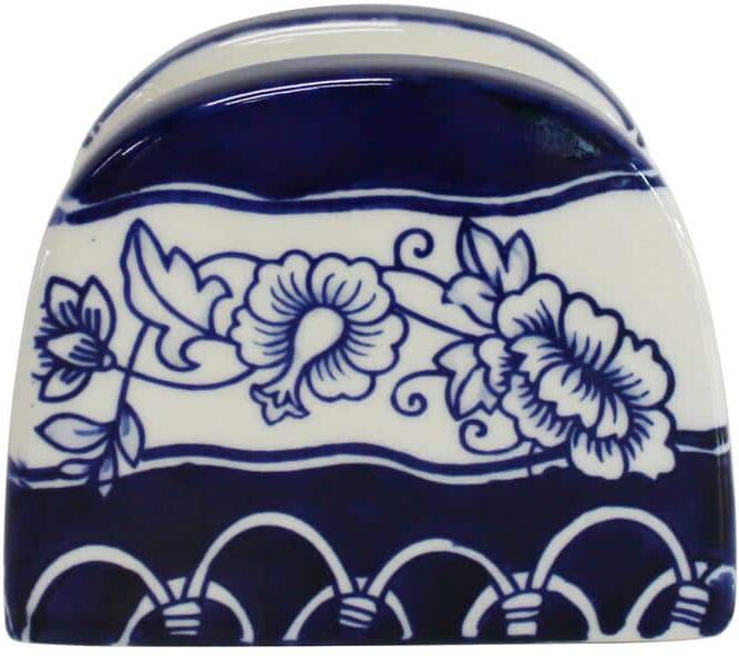 Euro Ceramica 3-Piece Blue Garden Table Accessory Set (Salt and Pepper Shakers and Napkin Holder)