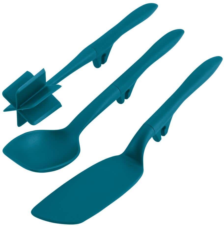 Rachael Ray Tools and Gadgets Lazy Crush & Chop, Flexi Turner, and Scraping Spoon Set, Teal