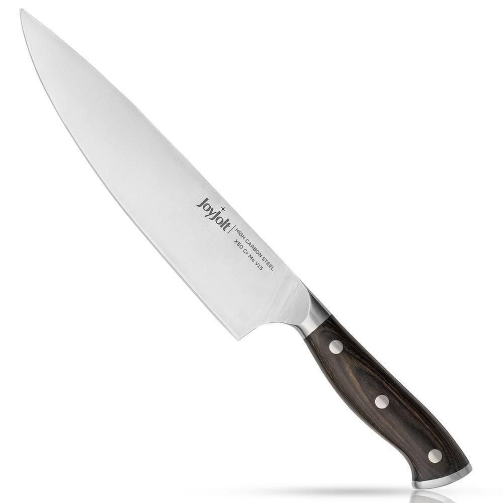 JoyJolt 8 in. High-Carbon Steel Full Tang Kitchen Knife Chef's Knife with Pakkawood Handle