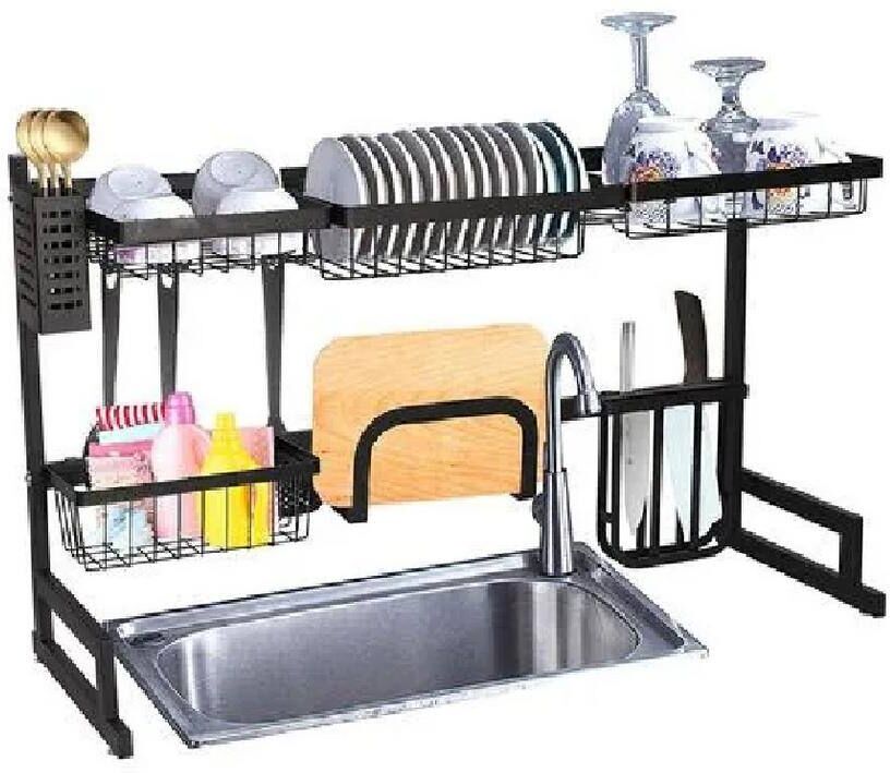 Aoibox Over The Sink Dish Drying Rack Stainless Steel Kitchen Dish Rack Shelf Drainer Organizer