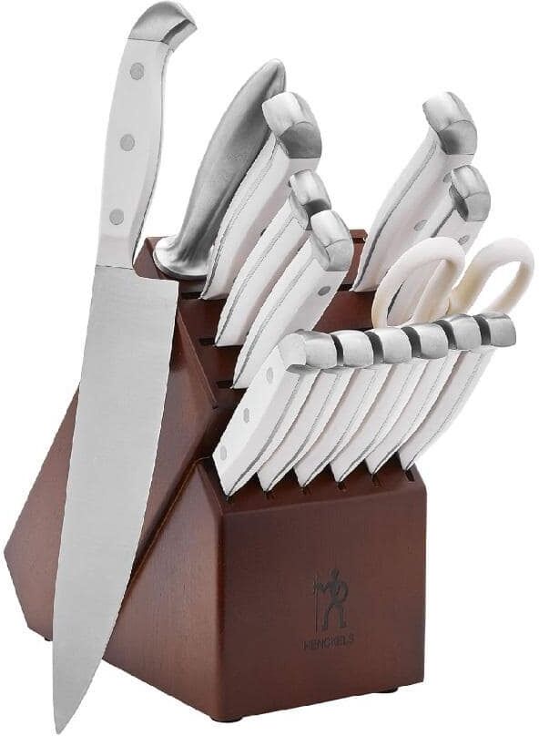 Aoibox 15-Piece Razor Sharp Kitchen Knife Set with Wooden Knife Block, Stainless Steel Blade, Dark Brown