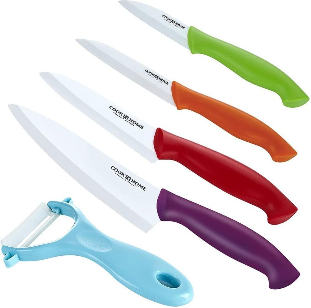 Cook N Home 9-Piece Multicolor Ceramic Knife Set with Sheaths