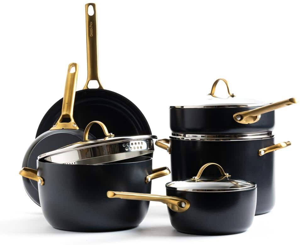 GreenPan Reserve 10-Piece Hard Anodized Aluminum Ceramic Nonstick Cookware Pots and Pans Set in Black