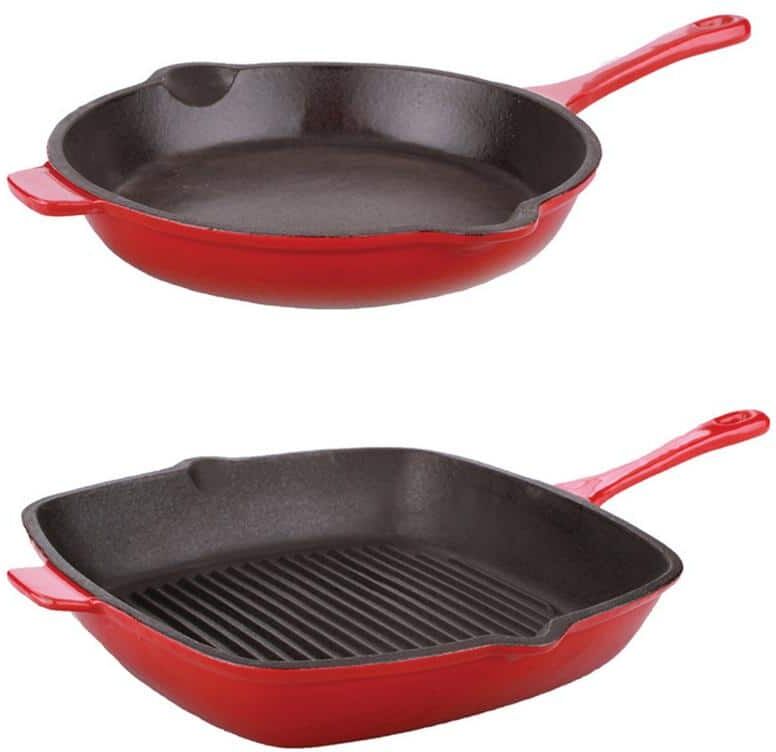 BergHOFF Neo 2-Piece Cast Iron Cookware Set in Red