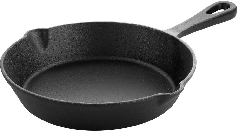 MegaChef 8 in. Round Pre Seasoned Cast Iron Frying Pan in Black