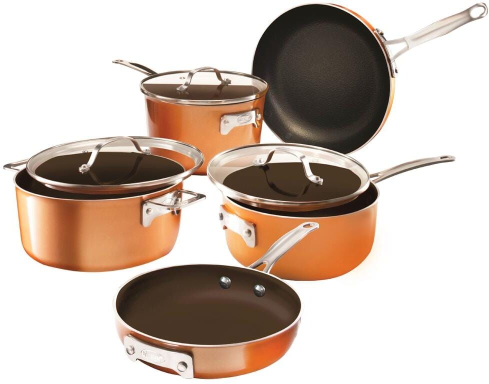 Gotham Steel StackMaster 8-Piece Aluminum Ultra-Nonstick Cast Textured Ceramic Coating Cookware Set