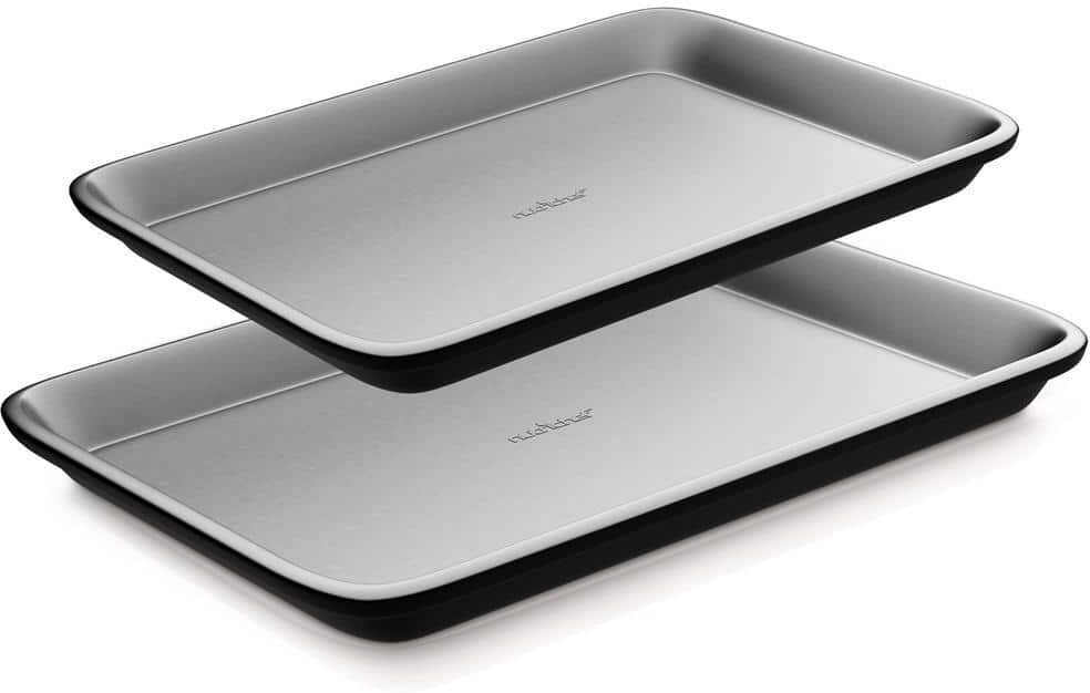 NutriChef 2-Pc. Nonstick Cookie Sheet Baking Pan - Professional Quality Kitchen Cooking Non-Stick Bake Trays with Gray Coating