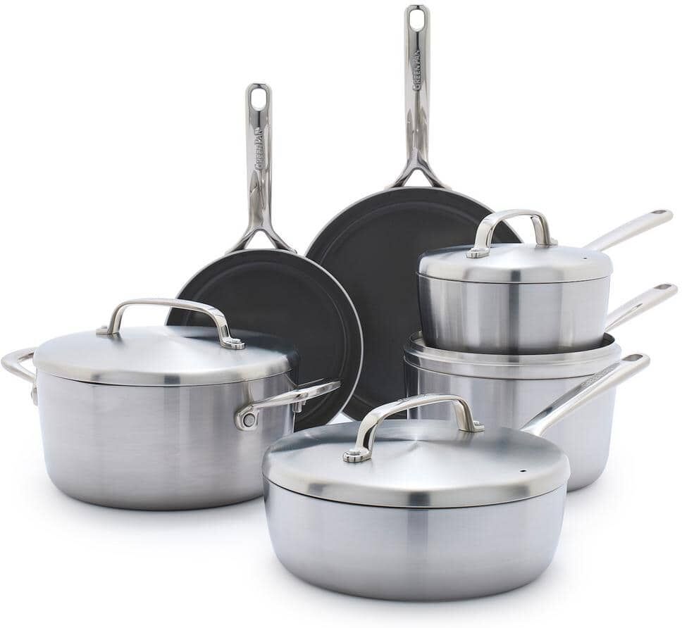 GreenPan GP5 Stainless Steel 5-Ply Healthy Ceramic Nonstick 13 Piece Cookware Pots and Pans Set