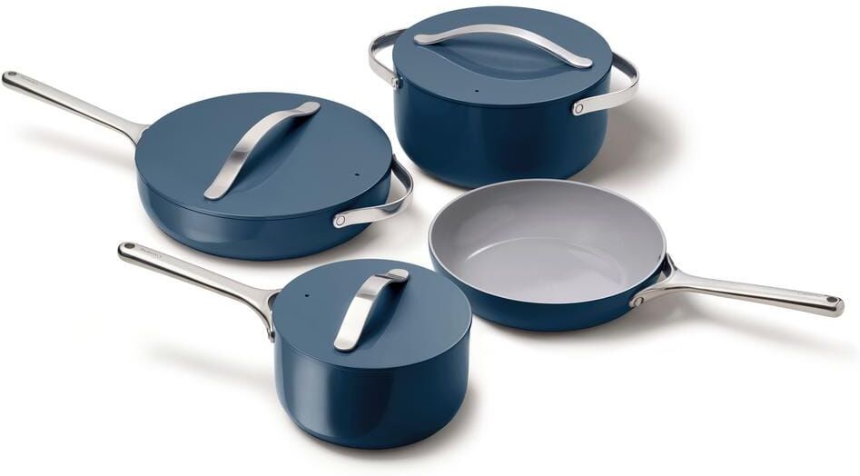 CARAWAY HOME 9-Piece Ceramic Nonstick Cookware Set in Navy