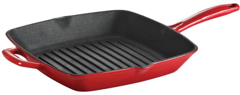 Tramontina Gourmet 11.5 in. Enameled Cast Iron Grill Pan in Gradated Red