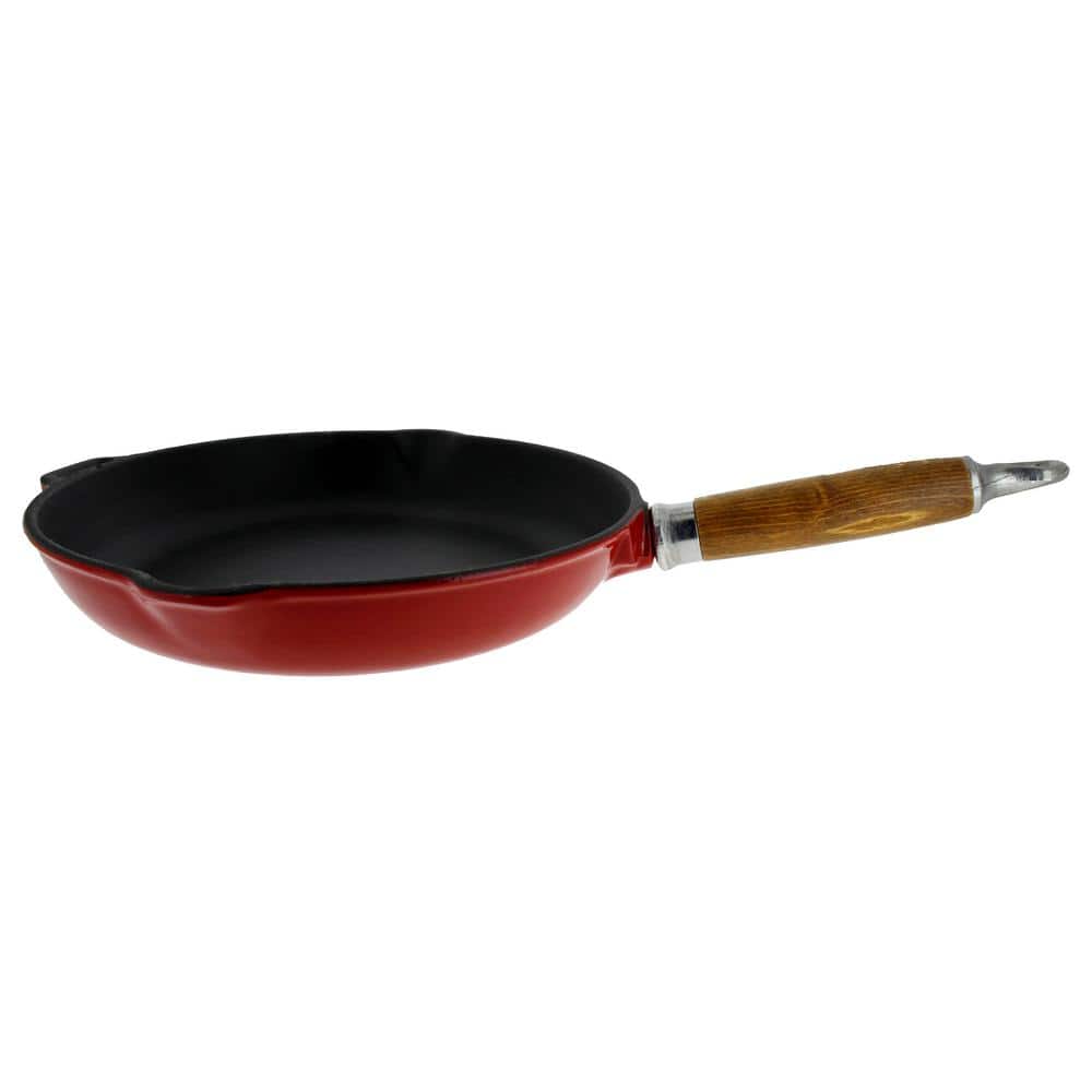 Chasseur French Enameled 10 in. Cast Iron Frying Pan in Red