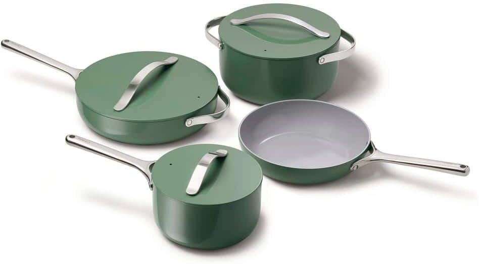 CARAWAY HOME 9-Piece Ceramic Nonstick Cookware Set in Sage