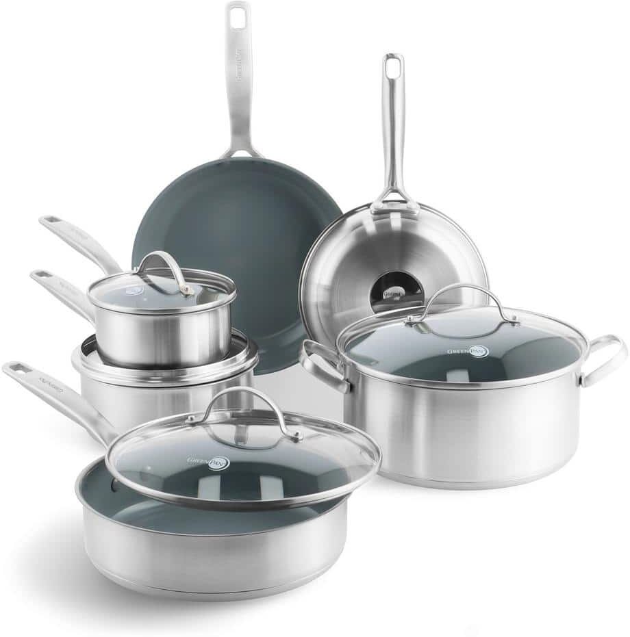 GreenPan Treviso 10-Piece Stainless Steel Cookware Pots and Pans Set