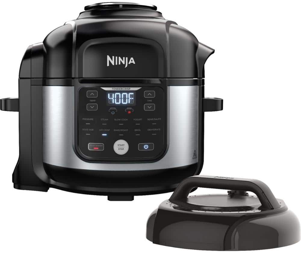 NINJA 6.5 qt. Electric Stainless Steel Pro Pressure Cooker + Air Fryer with Nesting Broil Rack