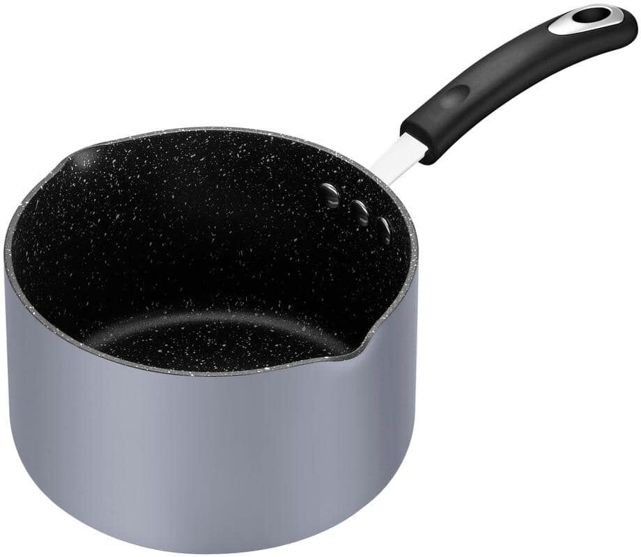 Ozeri All-In-One Stone 3.2 qt. Aluminum Ceramic Nonstick Saucepan and Cooking Pot in Granite Gray