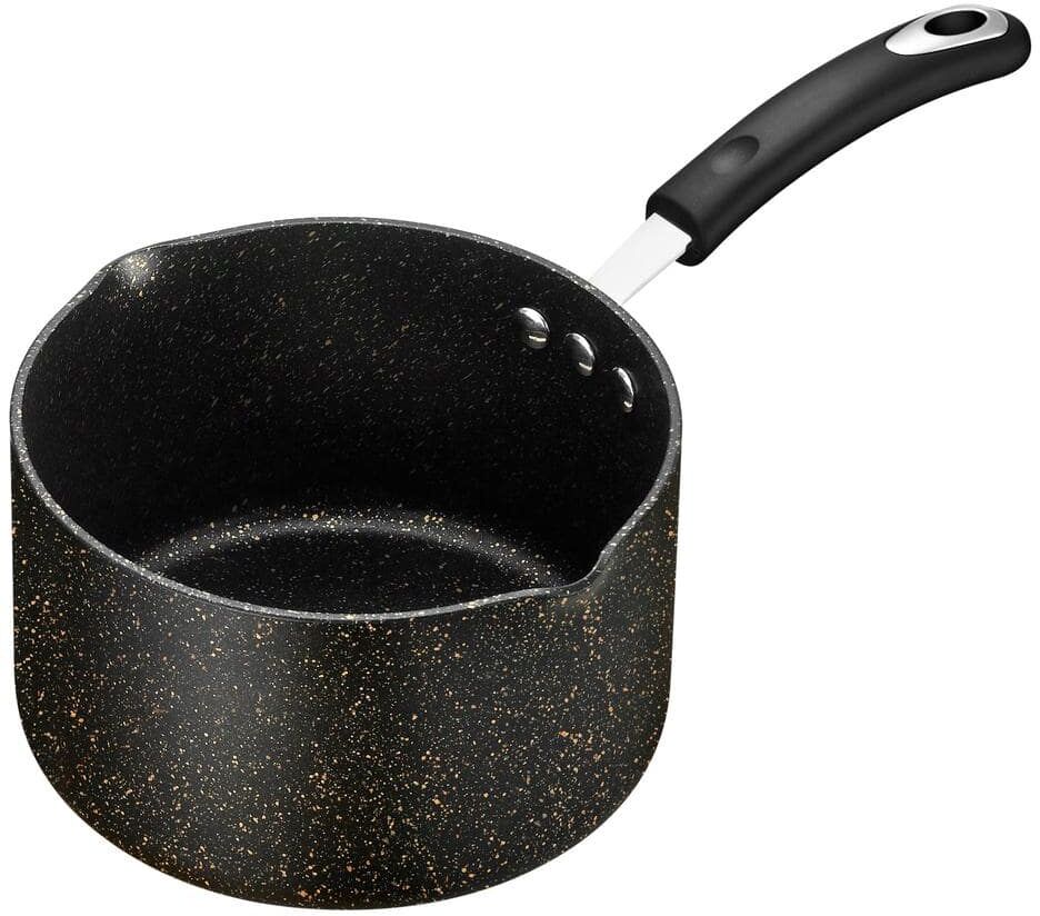 Ozeri All-In-One Stone 3.2 qt. Aluminum Ceramic Nonstick Saucepan and Cooking Pot in Obsidian Gold