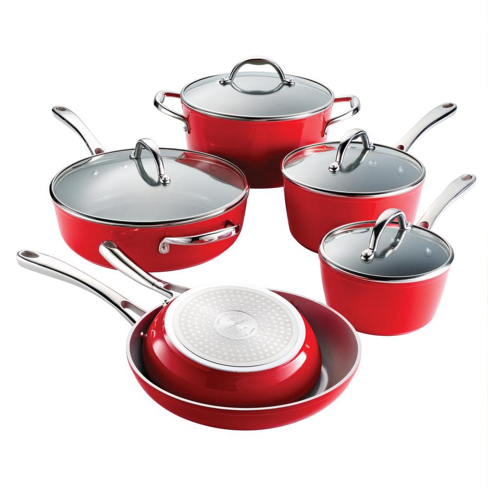 Tramontina 10 Piece Cold Forged Ceramic Cookware Set - Red