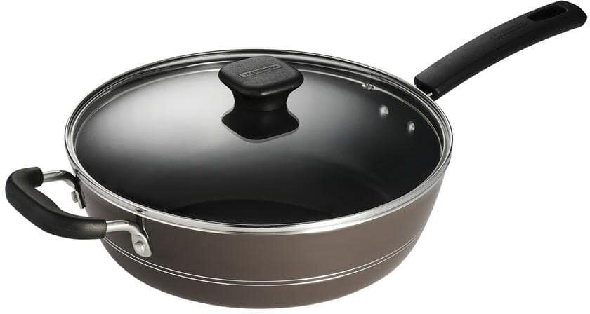 Tramontina Sicilia 4.5 qt. Aluminum Nonstick Covered Saute Pan in Hazelnut