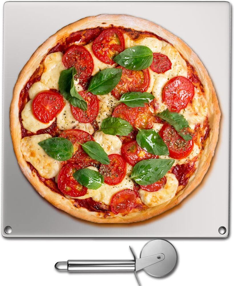 VEVOR Pizza Steel Baking Stone 16 in. x 14 in. x 0.2 in. High-Performance Rectangle Steel Pizza Pan for Oven Cooking, Silver