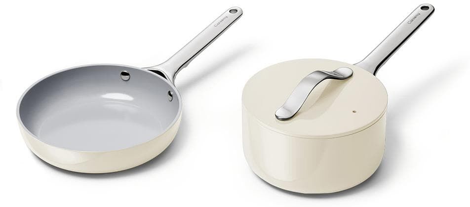 CARAWAY HOME Non-Stick Ceramic Mini Fry Pan and Mini Sauce Pan Duo Cream