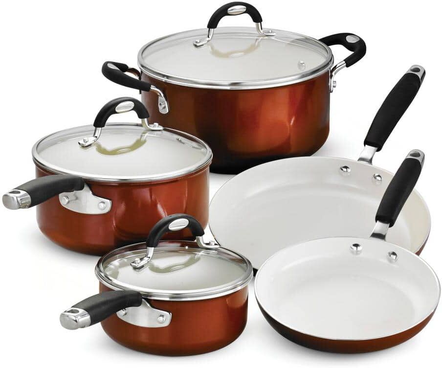 Tramontina Style Ceramica 8-Piece Metallic Copper Cookware Set with Lids