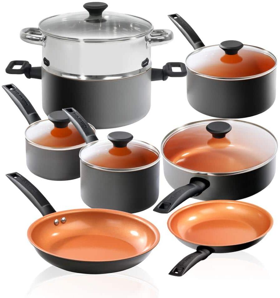 Gotham Steel Pro Premier Ceramic Nonstick Hard Anodized Aluminum 13-Piece Cookware Set - Copper