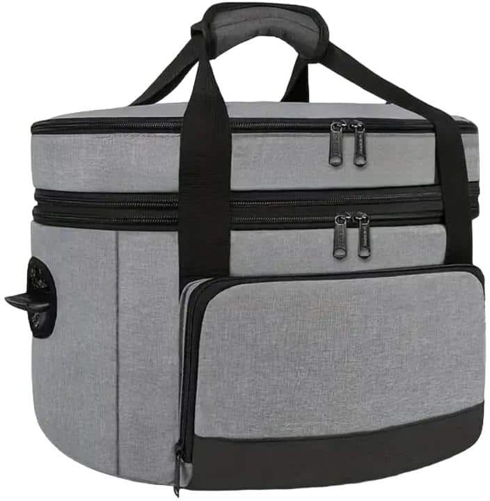 Aoibox 2 Layer Cookware Carrier with Bottom Pad Lid and Fasten Straps, Compatible with 6,7, 8 qt. Pot