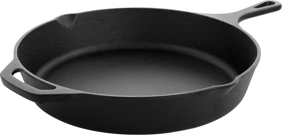 MegaChef 12 in. Round Pre Seasoned Cast Iron Frying Pan in Black