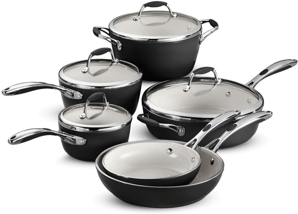 Tramontina Gourmet Ceramica Deluxe 10-Piece Metallic Black Cookware Set with Lids