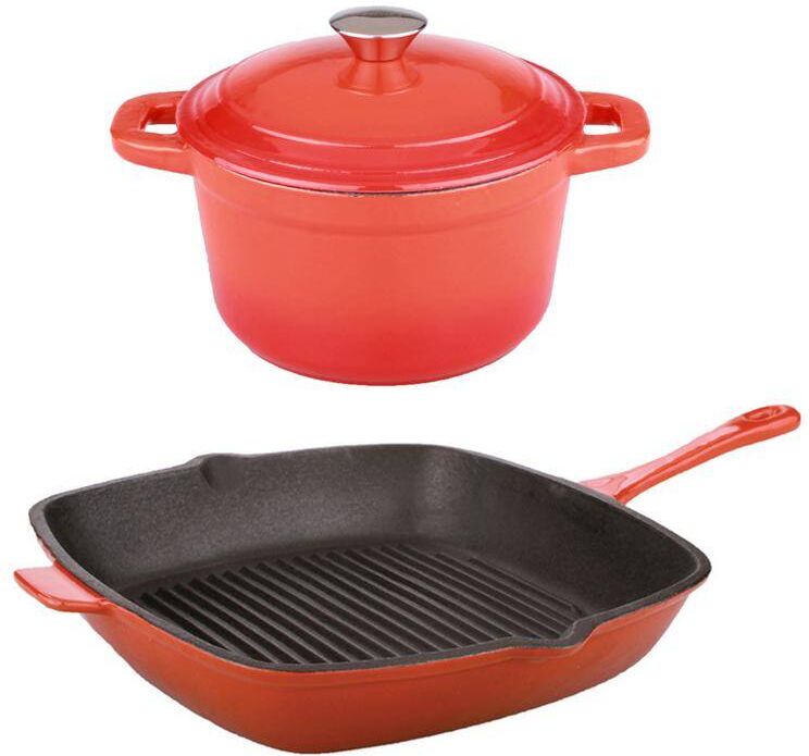 BergHOFF Neo 3-Piece Cast Iron Cookware Set in Orange