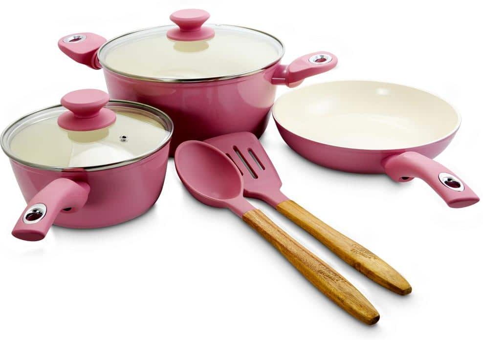 Gibson Plaza Cafe 7-Piece Aluminum Nonstick Cookware Set in Lavender