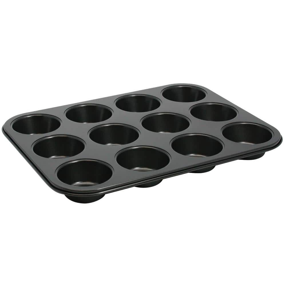 Winco 12-Cup 3 oz. Non-Stick Carbon Steel Muffin Pan