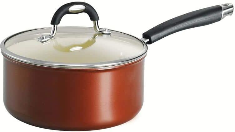 Tramontina Style Ceramica 3 qt. Aluminum Ceramic Nonstick Sauce Pan in Copper with Glass Lid