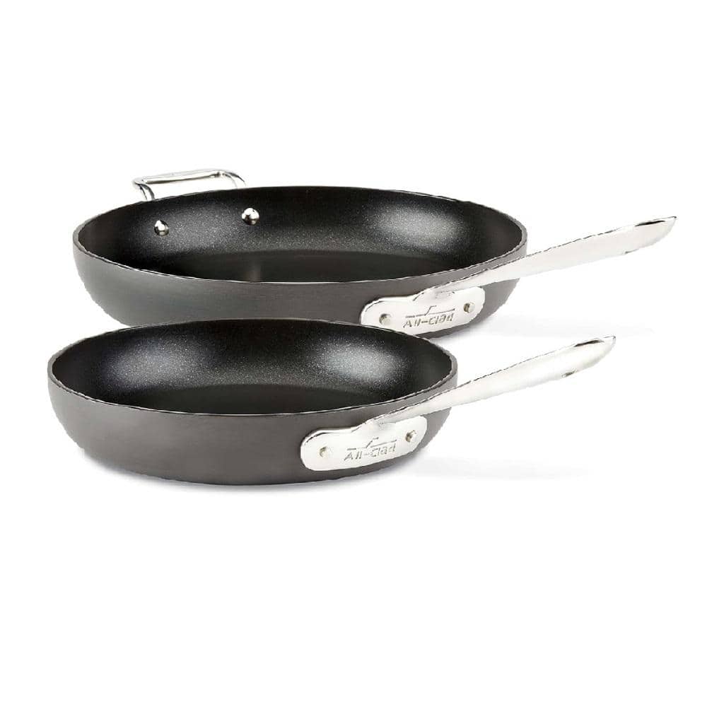Aoibox 2-Piece Anodized Nonstick Fry Pan, 10 in. and 12 in. Induction Oven Boiler Safe Cookware Set, Gray