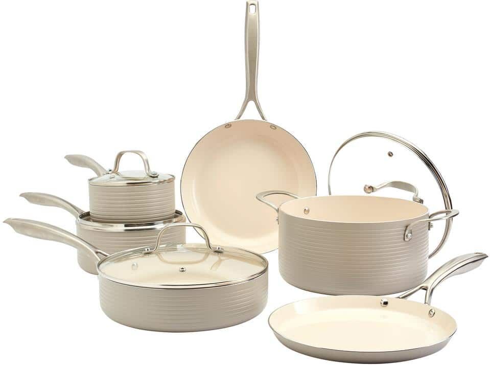 Denmark Monaco 10-Piece Fog Aluminum Non-Stick Cookware Set