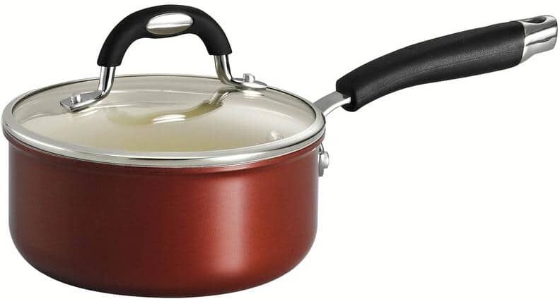 Tramontina Style Ceramica 1.5 qt. Aluminum Ceramic Nonstick Sauce Pan in Copper with Glass Lid