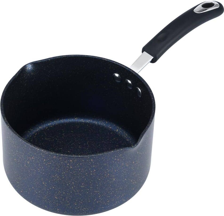 Ozeri All-In-One Stone 3.2 qt. Aluminum Ceramic Nonstick Saucepan and Cooking Pot in Estate Blue